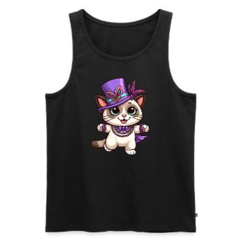 Siamkatze Mardi Gras Comic Niedlich - Männer Premium Bio Tank Top - Schwarz - Vorne - Michal (187cm)