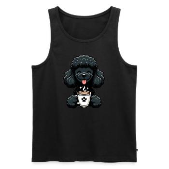 Poodle with coffee for early risers - Men's Premium Organic Tank Top - black - Front - AI Model Male 178 light (178cm)