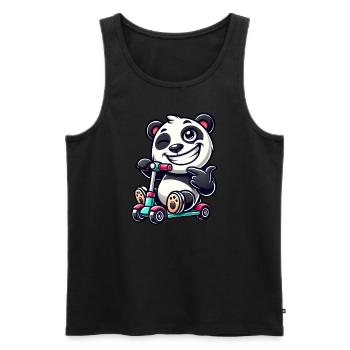 Panda Roller Scooter Cartoon Cool - Männer Premium Bio Tank Top - Schwarz - Vorne - Michal (187cm)