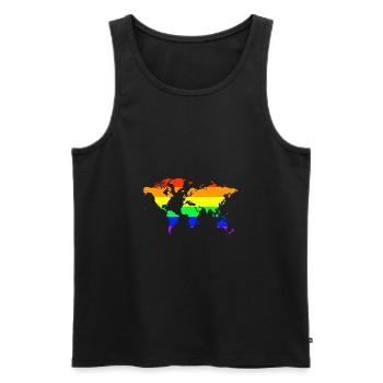 Rainbow World - Drapeau du monde de sortie - Débardeur bio Premium Homme - noir - Devant - AI Model Male 178 light (178cm)