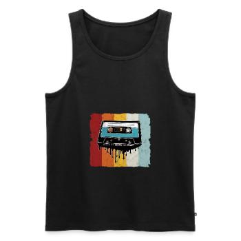 Retro Kassette schmelzend - Männer Premium Bio Tank Top - Schwarz - Vorne - AI Model Male 178 light (178cm)