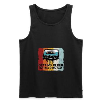 Retro cassette saying - Men's Premium Organic Tank Top - black - Front - AI Model Male 178 light (178cm)
