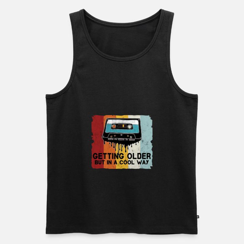 Retro Kassette Spruch - Männer Premium Bio Tank Top - Schwarz