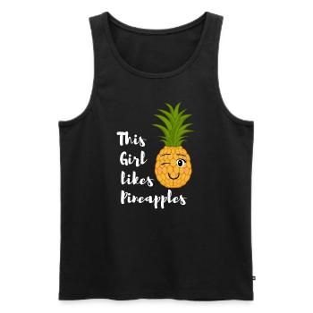 Une fille aime les ananas, les fruits d'été, les - Débardeur bio Premium Homme - noir - Devant - Michal (187cm)
