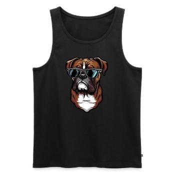 Boxerhund trägt Sonnenbrille - Männer Premium Bio Tank Top - Schwarz - Vorne - Michal (187cm)
