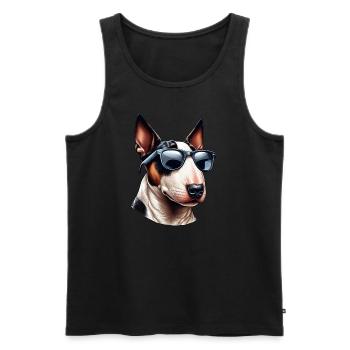 Pitbull Terrier mignon portant des lunettes de soleil - Débardeur bio Premium Homme - noir - Devant - Michal (187cm)