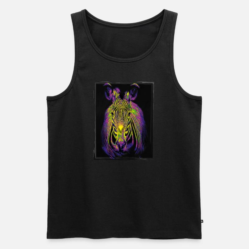 Pop-Art Zebra - Männer Premium Bio Tank Top - Schwarz