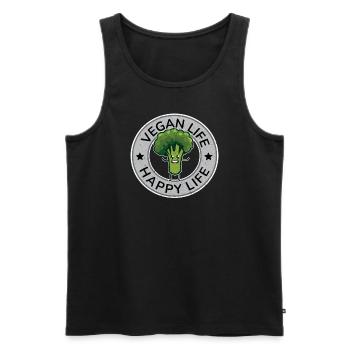 Vegan Life Happy Life Design für stolze Veganer - Männer Premium Bio Tank Top - Schwarz - Vorne - Michal (187cm)