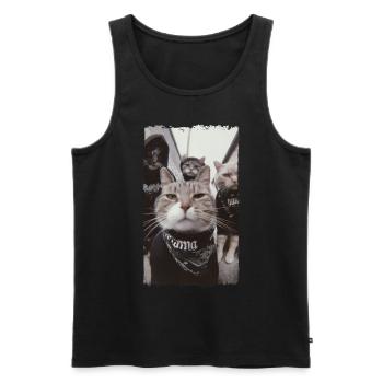 Gangster Cats Streetwear Cool Cat Motif - Débardeur bio Premium Homme - noir - Devant - AI Model Male 178 light (178cm)