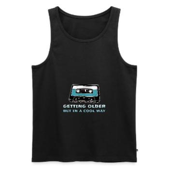 Retro Cassette - Men's Premium Organic Tank Top - black - Front - AI Model Male 178 light (178cm)