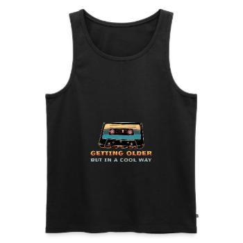 Retro Cassette Oldschool - Men's Premium Organic Tank Top - black - Front - AI Model Male 178 light (178cm)