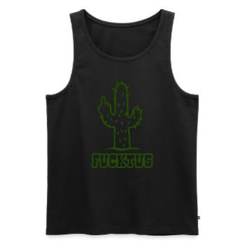 Fucktus - Fuck you Kaktus - Mittelfinger - Männer Premium Bio Tank Top - Schwarz - Vorne - Michal (187cm)