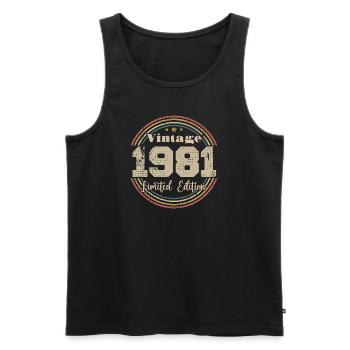 1981 Retro Vintage Birthday Born In - 1981 - Men's Premium Organic Tank Top - black - Front - Michal (187cm)