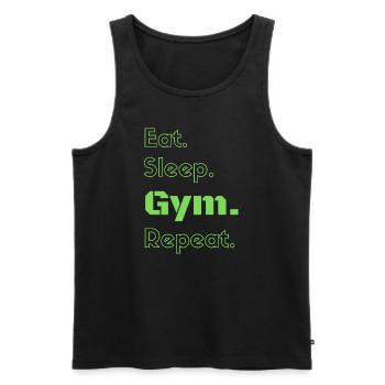 Eat sleep gym repeat green motivation quote - Men's Premium Organic Tank Top - black - Front - AI Model Male 178 light (178cm)