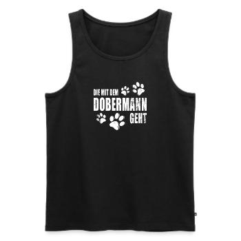Die mit dem Dobermann geht - Männer Premium Bio Tank Top - Schwarz - Vorne - Michal (187cm)