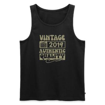 Authentic 2019 Millésime 2019 - Vintage 2019 Rétro - Débardeur bio Premium Homme - noir - Devant - AI Model Male 178 light (178cm)