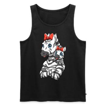 Liebevolles Zebra mit Zebra Kind für Zebra - Männer Premium Bio Tank Top - Schwarz - Vorne - Michal (187cm)