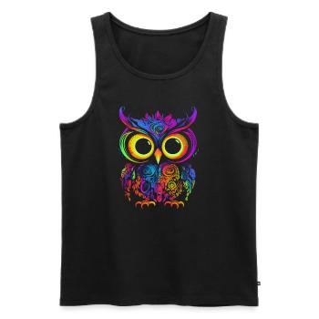 Eule Eulen Vogel Tier Owl Uhu Neon - Männer Premium Bio Tank Top - Schwarz - Vorne - AI Model Male 178 light (178cm)