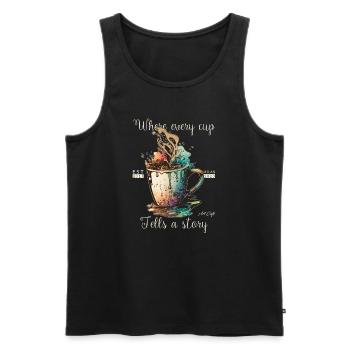 Exploding Coffee - Men's Premium Organic Tank Top - black - Front - AI Model Male 178 light (178cm)