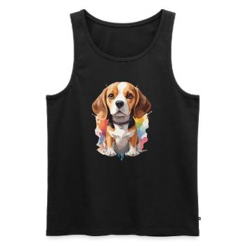 Beagle Hund Portrait Bunt - Männer Premium Bio Tank Top - Schwarz - Vorne - Michal (187cm)