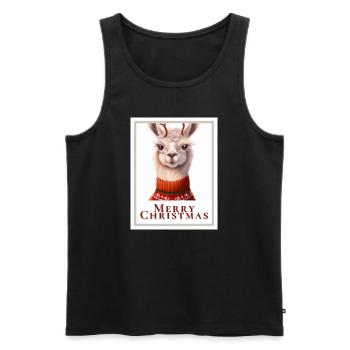 Portrait of a cute llama in a Christmas. - Men's Premium Organic Tank Top - black - Front - AI Model Male 178 light (178cm)