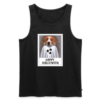 Porträt von Beagle im Halloween Geisterkostüm. - Männer Premium Bio Tank Top - Schwarz - Vorne - Michal (187cm)