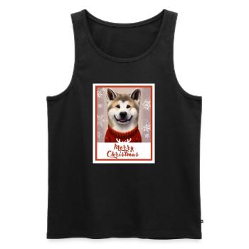 Charmant chien Akita dans un pull de Noël. - Débardeur bio Premium Homme - noir - Devant - Michal (187cm)
