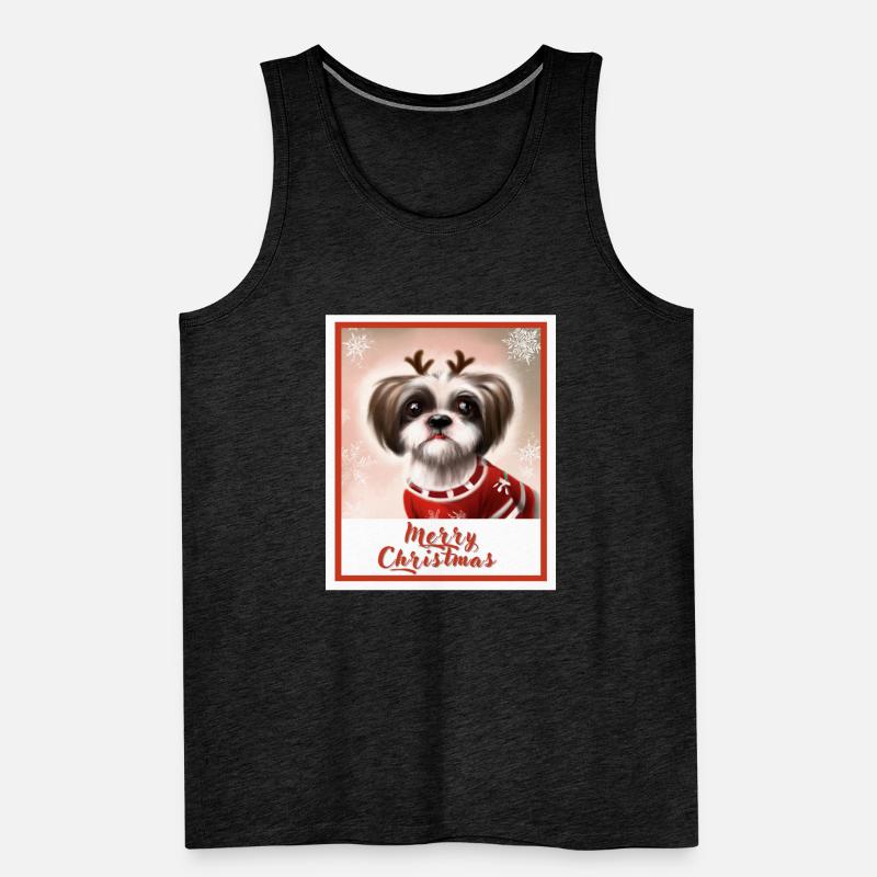 Mignon chien Shih tzu dans un pull de Noël. Débardeur bio Premium Homme