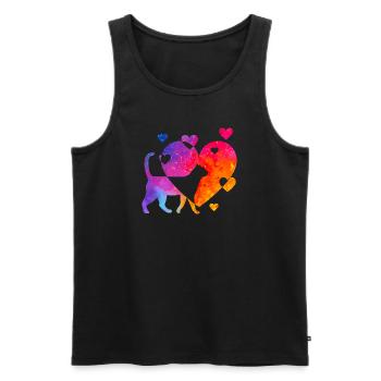 Katzenliebe - Männer Premium Bio Tank Top - Schwarz - Vorne - Michal (187cm)