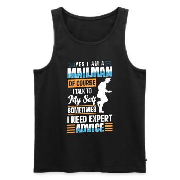 Postal profession Work parcel carrier - Men's Premium Organic Tank Top - black - Front - AI Model Male 178 light (178cm)