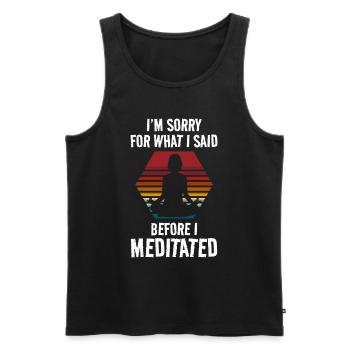 Meditation Healing Namaste Awareness - Men's Premium Organic Tank Top - black - Front - Michal (187cm)