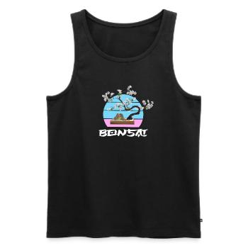 BONSAI tree Yamadori Nebari Japanese cherry blossom - Men's Premium Organic Tank Top - black - Front - AI Model Male 178 light (178cm)