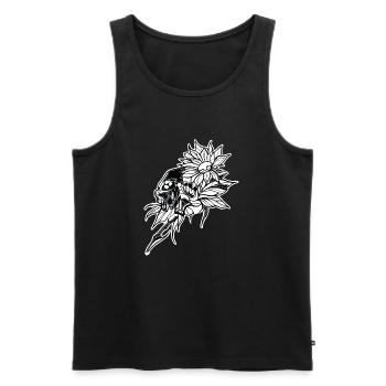 Schädel // Blume // Illustration - Männer Premium Bio Tank Top - Schwarz - Vorne - Michal (187cm)
