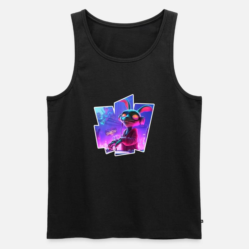 Rabbit Dj - Männer Premium Bio Tank Top - Schwarz