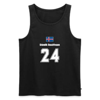 Island Trikot Nr.24 - Männer Premium Bio Tank Top - Schwarz - Vorne - AI Model Male 178 light (178cm)