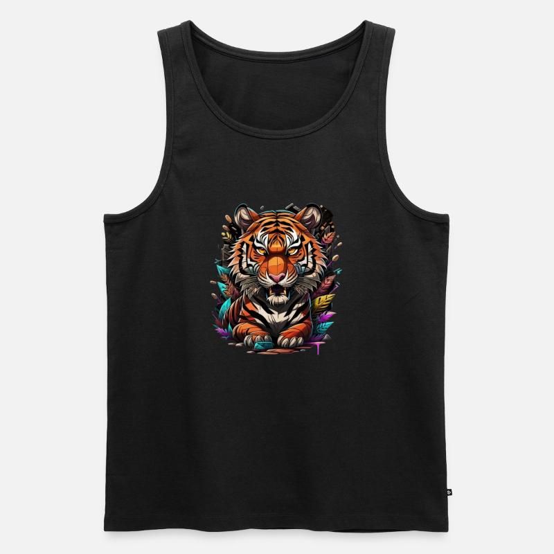 Graffiti Tiger - Männer Premium Bio Tank Top - Schwarz