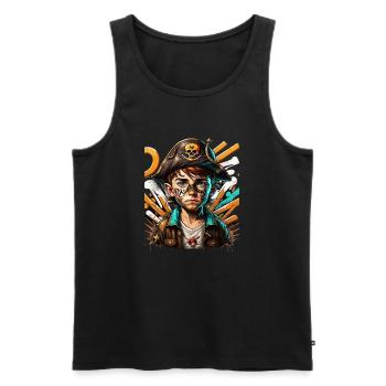 PiratBoy - Männer Premium Bio Tank Top - Schwarz - Vorne - Michal (187cm)
