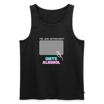 Für jede Unterschrift gibt´s Alkohol - Männer Premium Bio Tank Top - Schwarz - Vorne - Michal (187cm)