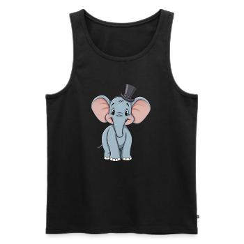 Adorable blue comic elephant With hat - Men's Premium Organic Tank Top - black - Front - AI Model Male 178 light (178cm)