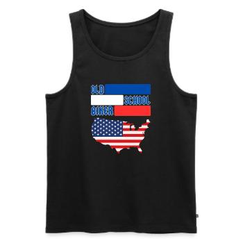 OLD SCHOOL BIKER US - Männer Premium Bio Tank Top - Schwarz - Vorne - Michal (187cm)