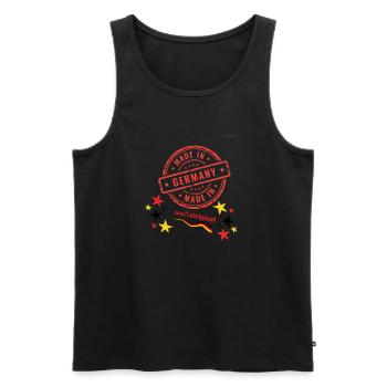 Made in GermanyMadStamp Design mit Sternen und Flagge - Männer Premium Bio Tank Top - Schwarz - Vorne - Michal (187cm)