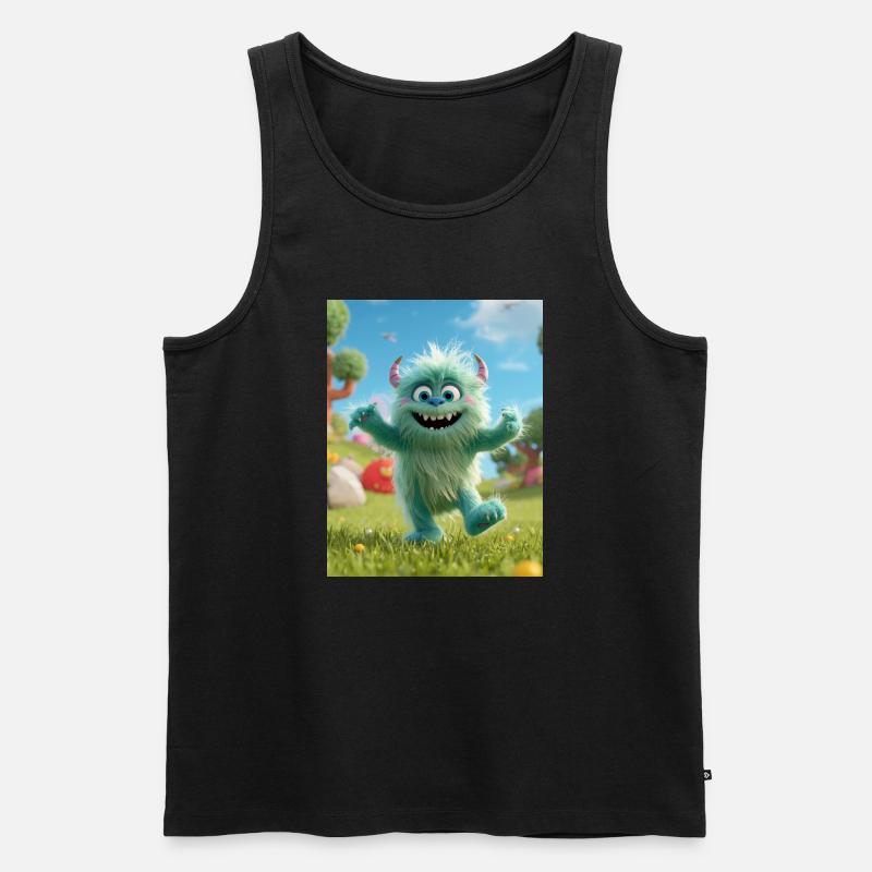 Fluzzle das süße Monster - Männer Premium Bio Tank Top - Schwarz