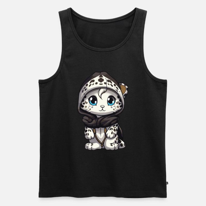 Schneeleopard Winter leopard Comic Niedlich - Männer Premium Bio Tank Top - Schwarz