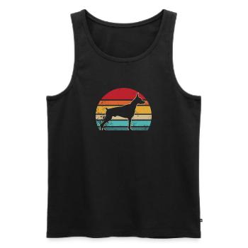 Dobermann Retro - Männer Premium Bio Tank Top - Schwarz - Vorne - AI Model Male 178 light (178cm)