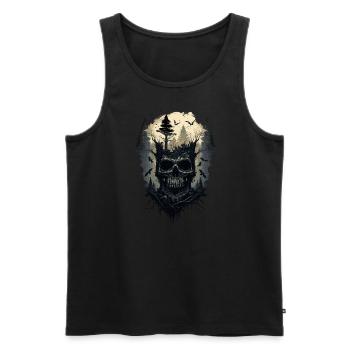 Fantôme dans la forêt - Débardeur bio Premium Homme - noir - Devant - AI Model Male 178 light (178cm)