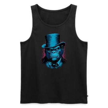 Gorilla mit Hut - Männer Premium Bio Tank Top - Schwarz - Vorne - Michal (187cm)