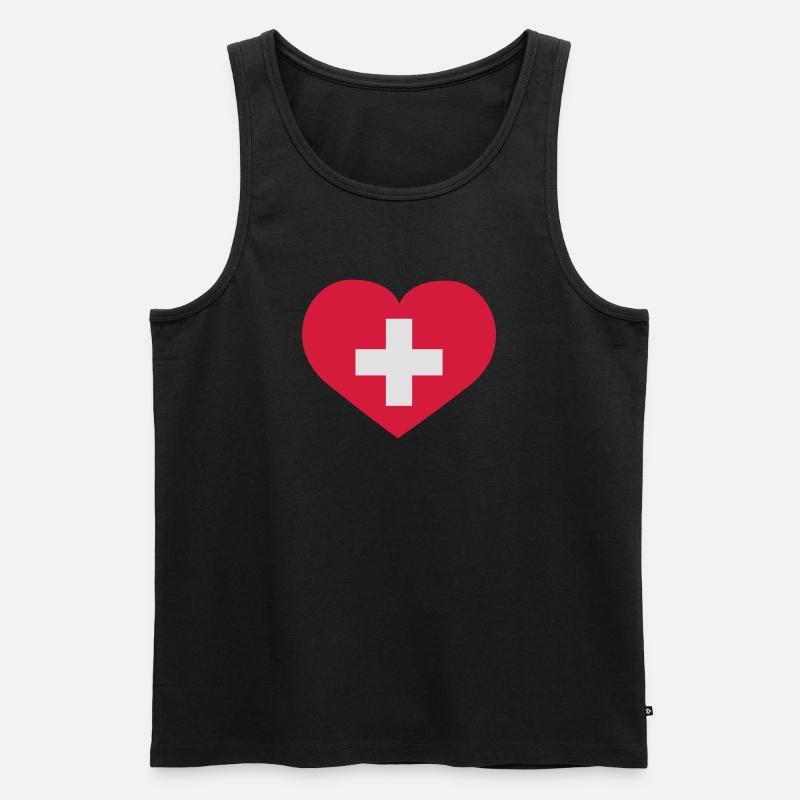 Schweiz Herz - Männer Premium Bio Tank Top - Schwarz