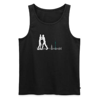 Berlin - Männer Premium Bio Tank Top - Schwarz - Vorne - Michal (187cm)