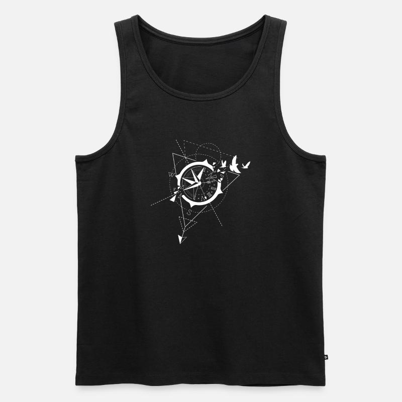 Kompass - Männer Premium Bio Tank Top - Schwarz