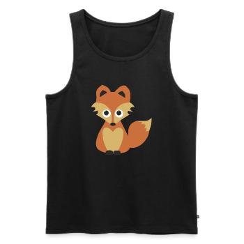 Couleurs rétro de la caricature Fox Câline - Débardeur bio Premium Homme - noir - Devant - AI Model Male 178 light (178cm)